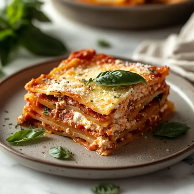Lasagna made with ricotta cheese