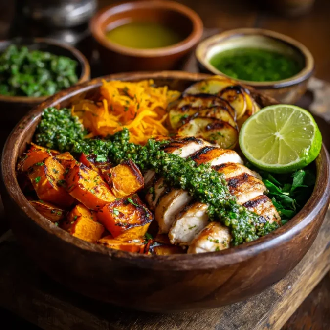 Served Cuban sweet potato with grilled chicken