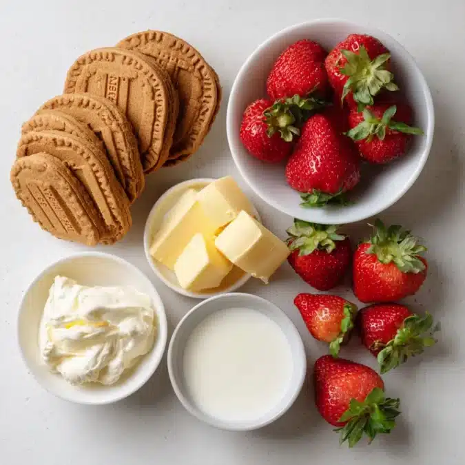 Ingredients for strawberry lotus dessert
