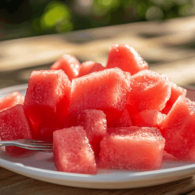 cubed watermelon as summer snack