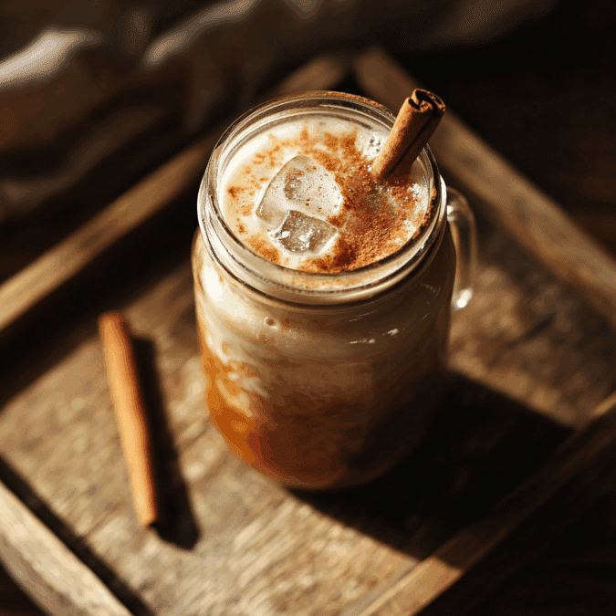 brown sugar shaken espresso in mason jar