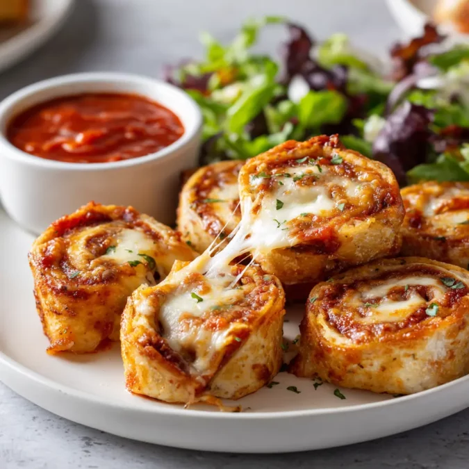 Tortilla pizza rolls with marinara