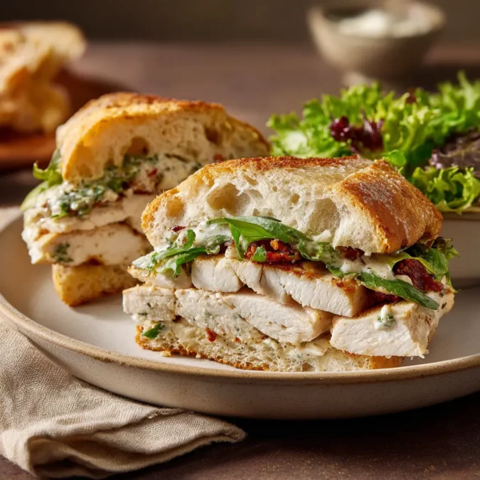 chicken caesar sandwich served
