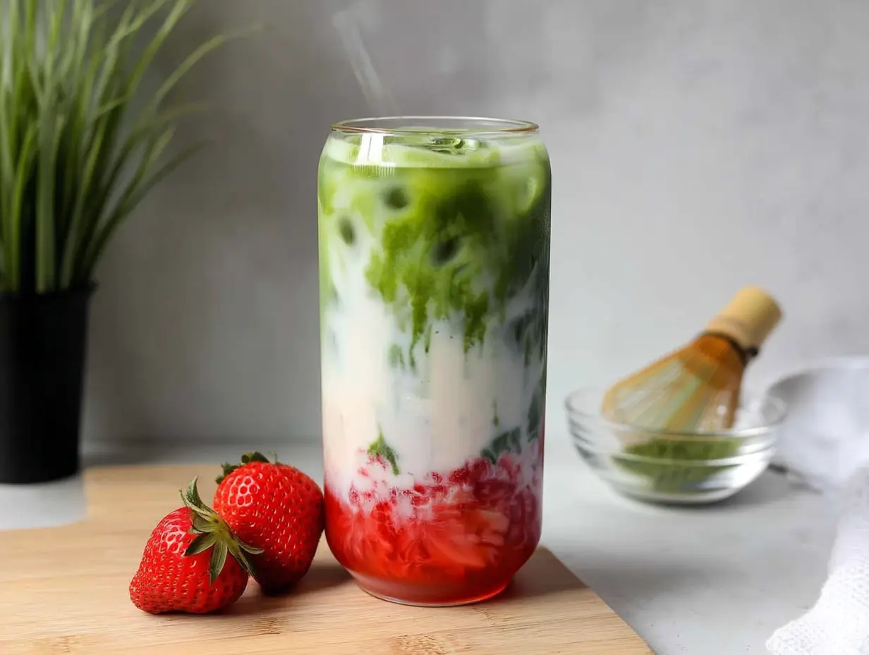 Strawberry Matcha Latte: A Sweet and Refreshing Layered Drink