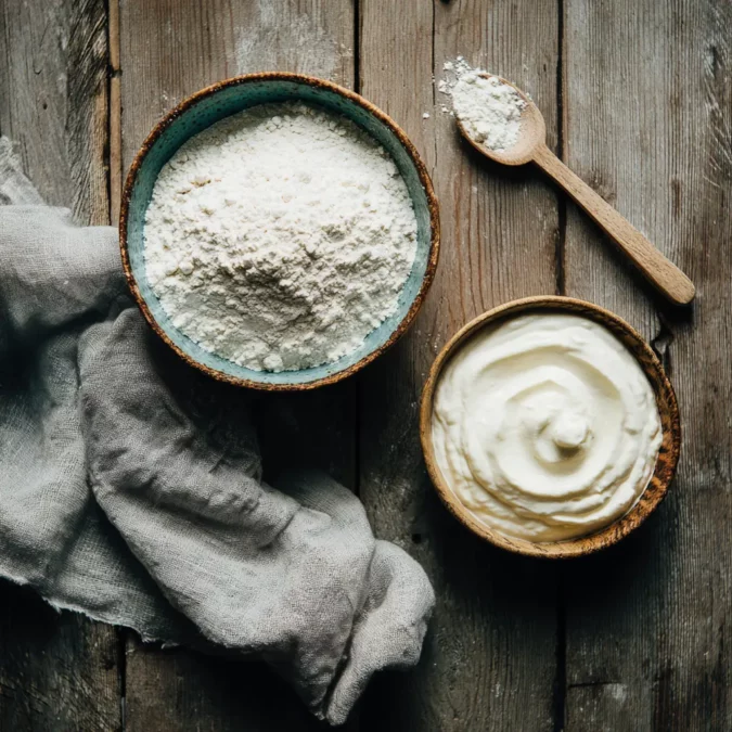 2 Ingredient Artisan Bread ingredients flour and yogurt