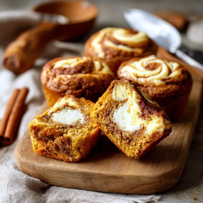 Pumpkin muffin batter being mixed in a large bowl