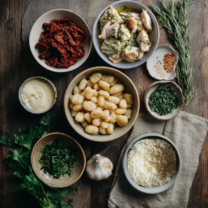 Ingredients for Marry Me Chicken Gnocchi Soup