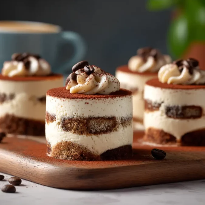 Mini tiramisu cakes served with coffee