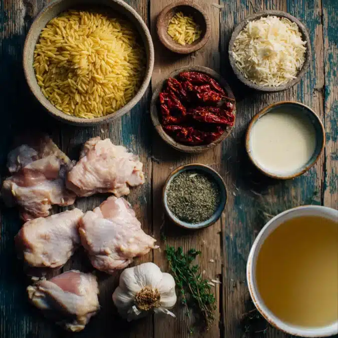 Ingredients for One Pan Marry Me Chicken Orzo