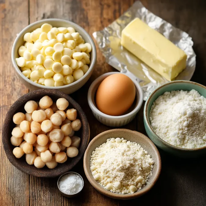 White chocolate and macadamia nuts for blondies