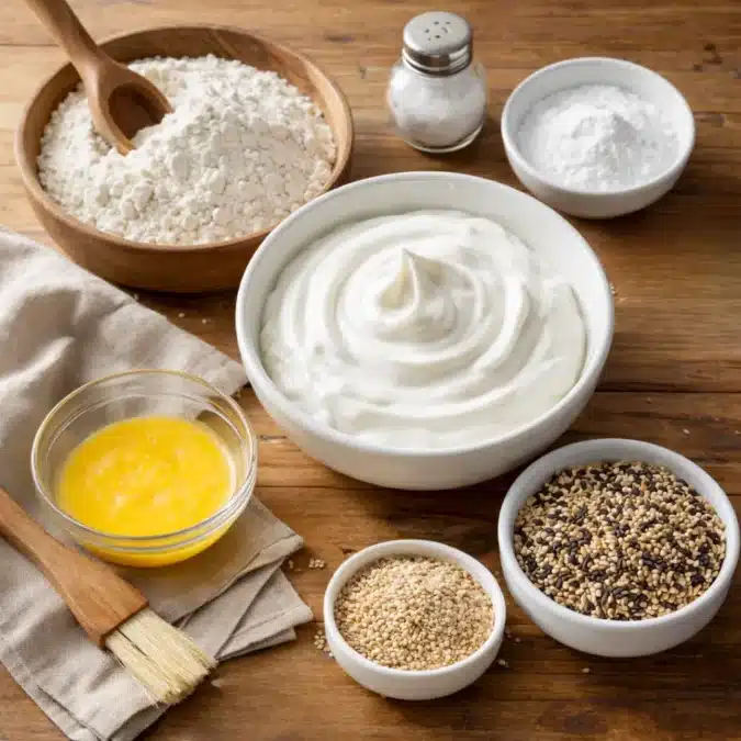 ingredients for protein bagels with greek yogurt