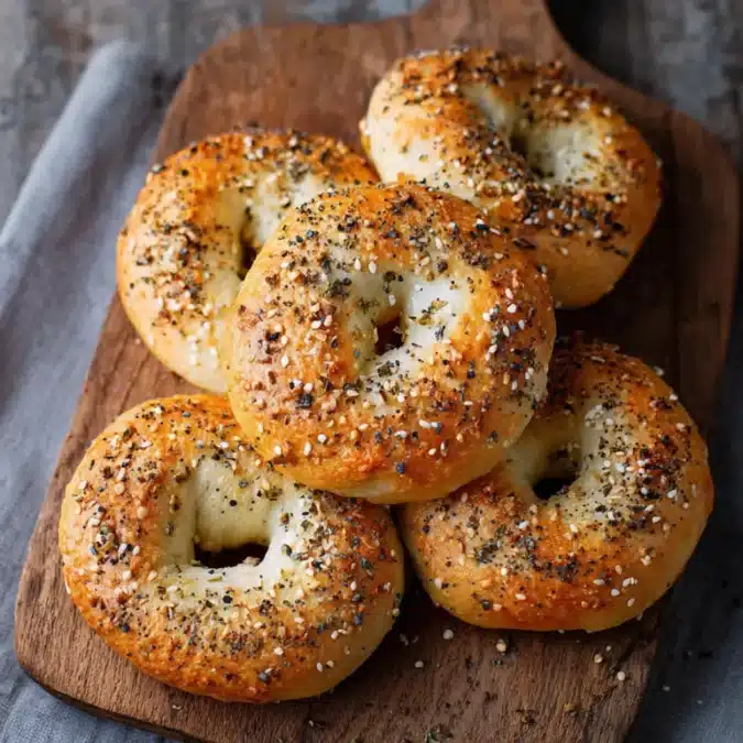 freshly baked protein bagels with greek yogurt